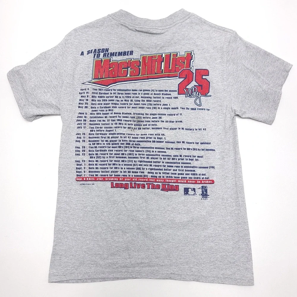 Mark McGwire‎ St. Louis Cardinals Shirt Youth Large Gray Lee Sports 90s Home Run